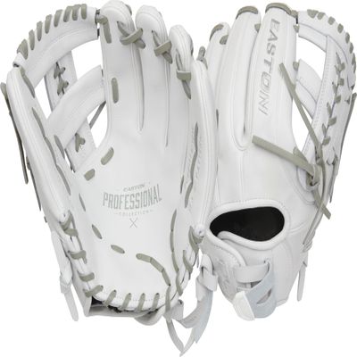 Easton | PROFESSIONAL COLLECTION Fastpitch Softball Glove | Right Hand Throw | 11.75" - Laced Single Post Web | White/Grey