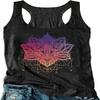 FENOMO Womens Mandala Vintage Graphic Racerback Tank Tops Summer Casual Loose O-Neck Tanks Vest Vacation Classic-Fit Shirt Cami (Dark Grey 2,M,Medium) view 1