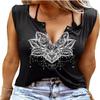FENOMO Womens Mandala Vintage Graphic Racerback Tank Tops Summer Casual Loose O-Neck Tanks Vest Vacation Classic-Fit Shirt Cami (Mandala Ring Hole Black,XL,X-Large) view 1