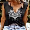 FENOMO Womens Mandala Vintage Graphic Racerback Tank Tops Summer Casual Loose O-Neck Tanks Vest Vacation Classic-Fit Shirt Cami (Mandala Ring Hole Black,XL,X-Large) view 2
