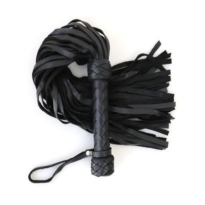 MarquiseDeBliss Genuine Leather Handcrafted Gentle Horse Whip - Thick Equestrian Training and Riding Essential - Riding Tools (27.6 Inches, Black)