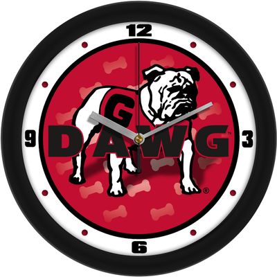 SunTime Georgia Bulldogs Mascot Wall Clock, 11.5" Non Ticking Silent Movement, Team Color Bezel with Mineral Glass Crystal, Home Collegiate Sports Dcor