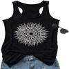 FENOMO Womens Mandala Vintage Graphic Racerback Tank Tops Summer Casual Loose O-Neck Tanks Vest Vacation Classic-Fit Shirt Cami (Mandala Sunflower Black,S,Small) view 1