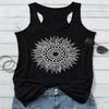 FENOMO Womens Mandala Vintage Graphic Racerback Tank Tops Summer Casual Loose O-Neck Tanks Vest Vacation Classic-Fit Shirt Cami (Mandala Sunflower Black,S,Small) view 2