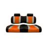 MADJAX Tsunami Golf Cart Front Seat Cushion Assembly with Hip Restraints | Compatible with Club Car Precedent 2004-2011 Models (Shockjet Black/Liquid Silver Rush/Orange Wave) view 1