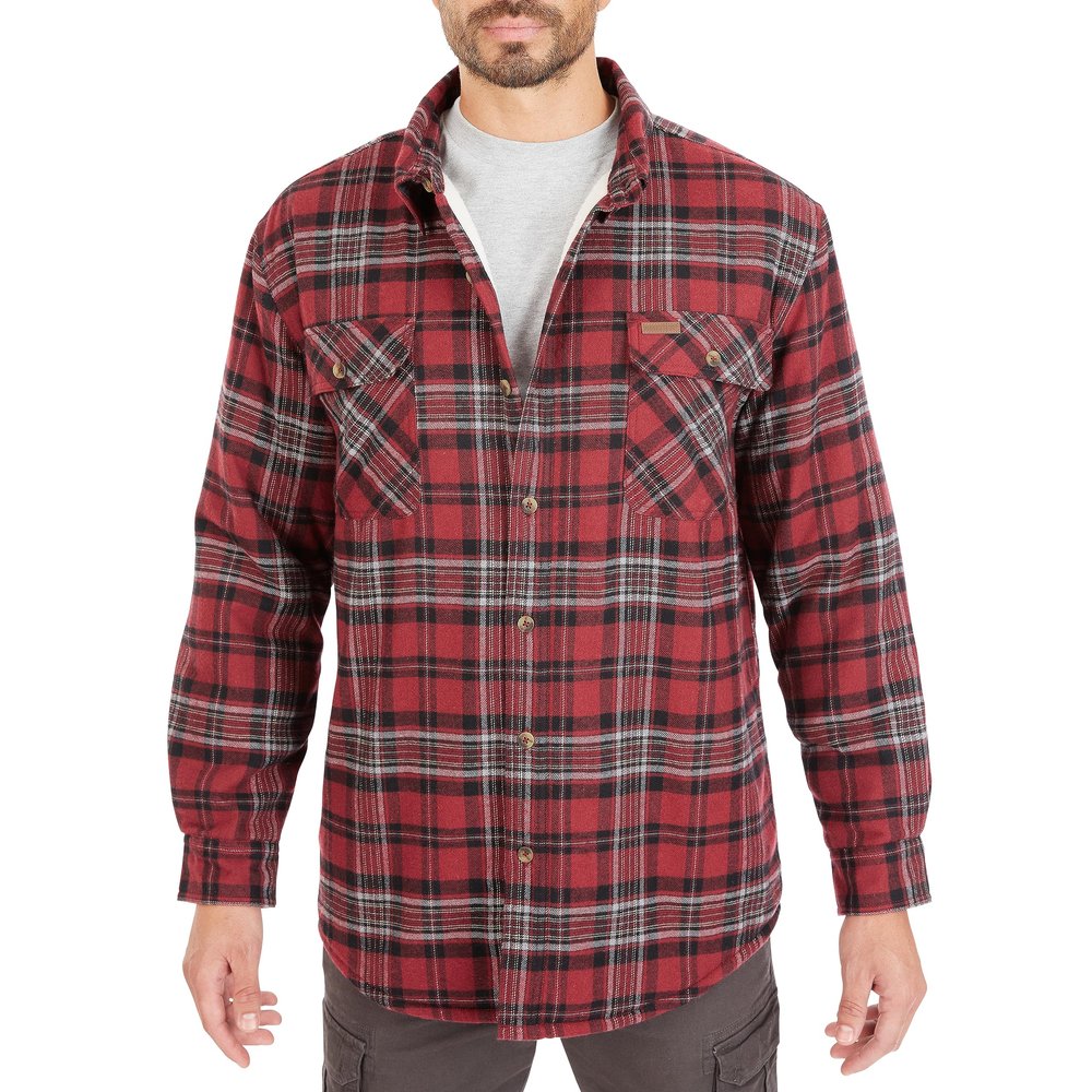 Smith's Workwear Big Men's Sherpa-Lined Flannel Shirt Jacket