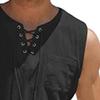 Maiyifu-GJ Men's Casual Sleeveless Lace Up Beach Hippie T-Shirts Summer Athletic V-Neck Basic Shirts Cotton Linen Tank Top (Black,XX-Large) view 3