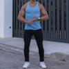 Maiyifu-GJ Men's Summer Crewneck Bodybuilding Vest Knitted Vertical Stripe Workout Tank Top Sleeveless Muscle Training Shirts (Blue,XX-Large) view 2