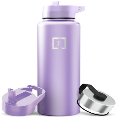 IRON FLASK Camping & Hiking Hydration Flask with Straw, Wide Mouth Insulated Stainless Steel Sports Water Bottle - 40 oz Lavender
