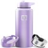 IRON FLASK Camping & Hiking Hydration Flask with Straw, Wide Mouth Insulated Stainless Steel Sports Water Bottle - 40 oz Lavender view 1