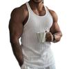 Maiyifu-GJ Men's Summer Crewneck Bodybuilding Vest Knitted Vertical Stripe Workout Tank Top Sleeveless Muscle Training Shirts (White,Medium) view 1