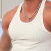 Maiyifu-GJ Men's Summer Crewneck Bodybuilding Vest Knitted Vertical Stripe Workout Tank Top Sleeveless Muscle Training Shirts (White,Medium) view 3