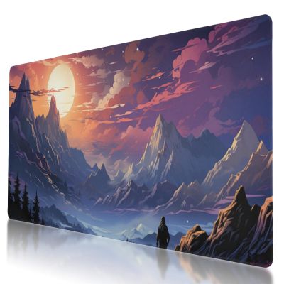 Durable and Washable Backpacker in The Mountains Designed Mouse Pad 35.5 x 16 Inch, Non-Slip Rubber Base, Ideal for Easy Typing and Gaming