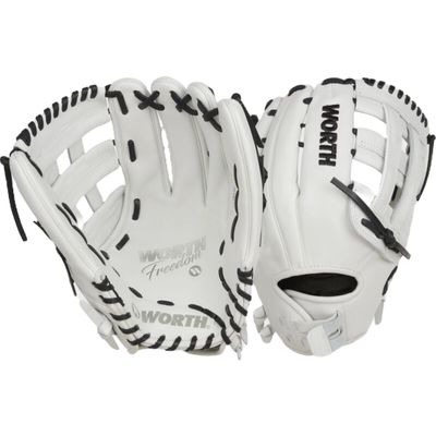Worth | FREEDOM SERIES Slowpitch Softball Glove | 13 Inch | White/Black | Left Hand Throw