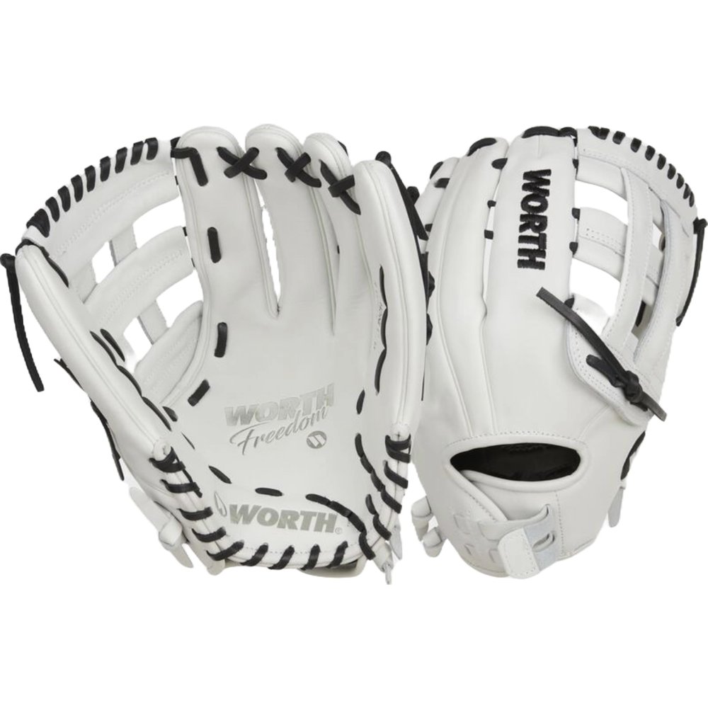 Worth | FREEDOM SERIES Slowpitch Softball Glove | 13 Inch | White/Black | Left Hand Throw