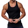 Maiyifu-GJ Men's Summer Crewneck Bodybuilding Vest Knitted Vertical Stripe Workout Tank Top Sleeveless Muscle Training Shirts (Black,X-Large)