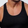 Maiyifu-GJ Men's Summer Crewneck Bodybuilding Vest Knitted Vertical Stripe Workout Tank Top Sleeveless Muscle Training Shirts (Black,X-Large) view 3