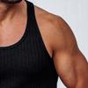 Maiyifu-GJ Men's Summer Crewneck Bodybuilding Vest Knitted Vertical Stripe Workout Tank Top Sleeveless Muscle Training Shirts (Black,X-Large) view 4