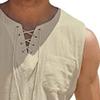 Maiyifu-GJ Men's Casual Sleeveless Lace Up Beach Hippie T-Shirts Summer Athletic V-Neck Basic Shirts Cotton Linen Tank Top (Khaki,XX-Large) view 3