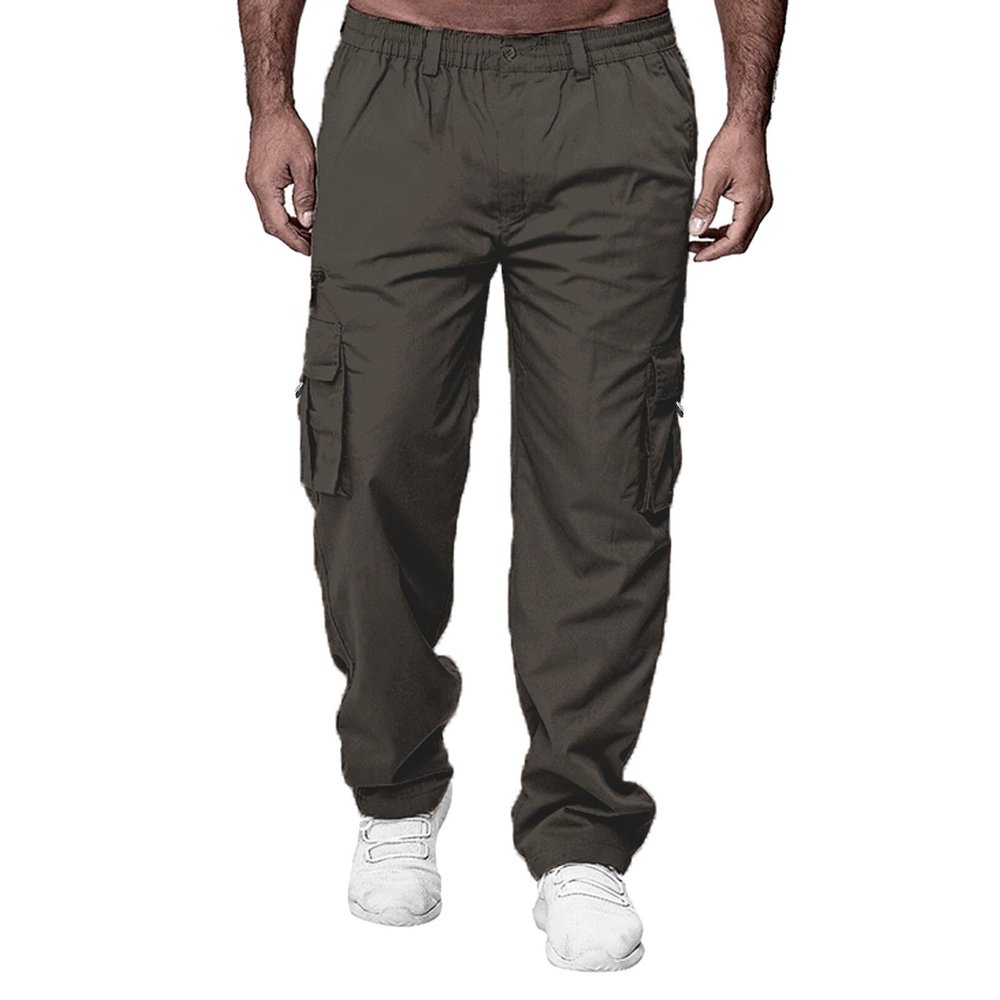 PETCDIM Men's Hiking Cargo Pants Loose Fit Multi-Pocket Track Pants Quick Dry Sports Combat Military Trousers Elastic Waist Casual Beach Work Streetwear Slacks