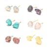 Boho Turquoise Stud Earrings Blue Raw Gemstone Earrings for Women Boho Western Turquoise Jewelry Hypoallergenic Earrings Sensitive Ears(Yellow) view 2