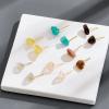Boho Turquoise Stud Earrings Blue Raw Gemstone Earrings for Women Boho Western Turquoise Jewelry Hypoallergenic Earrings Sensitive Ears(Yellow) view 3