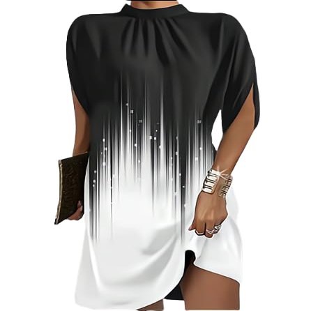 Akivide Women's Summer Short Sleeve Dress Round Neck Floral Print Loose Batwing Sleeve Flowy Midi Dresses