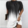 Akivide Women's Summer Short Sleeve Dress Round Neck Floral Print Loose Batwing Sleeve Flowy Midi Dresses view 2