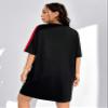 QMIQMI Women's Dresses Letter Graphic Contrast Side Seam Drop Shoulder Tee Dress (Color : Black, Size : Small) view 3