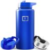 IRON FLASK Camping & Hiking Hydration Flask with Straw, Wide Mouth Insulated Stainless Steel Sports Water Bottle - 40 oz Cobalt view 1
