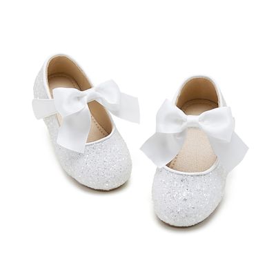Otter MOMO Toddler/Little Girls Mary Jane Ballerina Flats Shoes Slip-on School Party Dress White Shoes Size 7