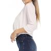 Cropped Blazer for Women Business Casual Suit Jacket Fashionable 3/4 Sleeve Open Front Cardigan OL Work Office Coat White view 2