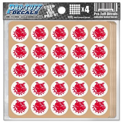 Pro-Tuff Decals Bulldog Award Decals Thick mil Vinyl 1-1/8" Diameter (100 Decals) (Red on White)