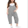 Cnkwei Girls' Casual Sleeveless Jumpsuits Spaghetti Strap Loose Romper Long Pants with Pockets view 2
