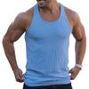 Maiyifu-GJ Men's Summer Crewneck Bodybuilding Vest Knitted Vertical Stripe Workout Tank Top Sleeveless Muscle Training Shirts (Blue,X-Large) view 1