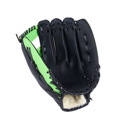 Baseball Glove, Soft PU Leather Durable Adjustable Baseball Training Gloves, Suitable for Youth/Adult and Beginner Outdoor Sports Training (Gray : Green, Size : 10.5 inches)