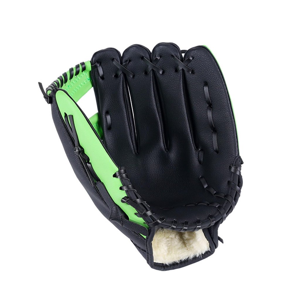 Baseball Glove, Soft PU Leather Durable Adjustable Baseball Training Gloves, Suitable for Youth/Adult and Beginner Outdoor Sports Training (Gray : Green, Size : 10.5 inches)