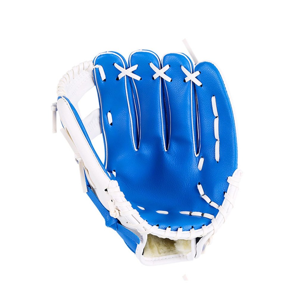Baseball Glove, Catcher Gloves, Soft PU Leather Durable Adjustable Baseball Training Gloves, Suitable for Youth/Adult and Beginner Outdoor Sports Training (Gray : Blue, Size : 10.5 inches)