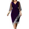 Akivide Women's Elegant V Neck Wrap Velvet Dress Sequin Mesh Half Sleeve Irregular Dress Formal Evening Party Midi Dresses view 1