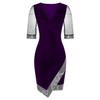 Akivide Women's Elegant V Neck Wrap Velvet Dress Sequin Mesh Half Sleeve Irregular Dress Formal Evening Party Midi Dresses view 3