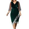 Akivide Women's Elegant V Neck Wrap Velvet Dress Sequin Mesh Half Sleeve Irregular Dress Formal Evening Party Midi Dresses view 1