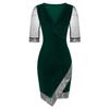 Akivide Women's Elegant V Neck Wrap Velvet Dress Sequin Mesh Half Sleeve Irregular Dress Formal Evening Party Midi Dresses view 3