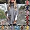 Womens 2023 Fall Winter Turtleneck Pullover Poncho Sweater Long Sleeve Batwing Sleeve Cashmere Feel Shawl Loose Fit Knitted Wraps Dress Drape Baggy Capes Sweaters Pullover Jumper Tops Brown view 2