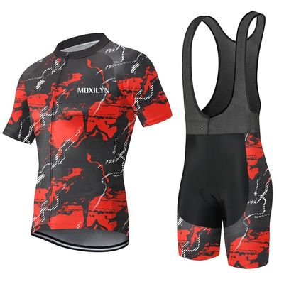 MOXILYN Men Cycling Jersey Set Bike Shorts and Jersey Suit 9D Padded Cycling Bibs MTB Shirts Short Sleeve Bicycle Clothes