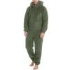 Onesie Mens Hooded Fleece Jumpsuits Zip Up One Piece Pajamas Playsuit Jogger Sweatsuit Overall Sherpa Lind Rompers Soft Cozy Winter Warm Plush Loungewear Army Green view 1