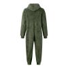 Onesie Mens Hooded Fleece Jumpsuits Zip Up One Piece Pajamas Playsuit Jogger Sweatsuit Overall Sherpa Lind Rompers Soft Cozy Winter Warm Plush Loungewear Army Green view 4