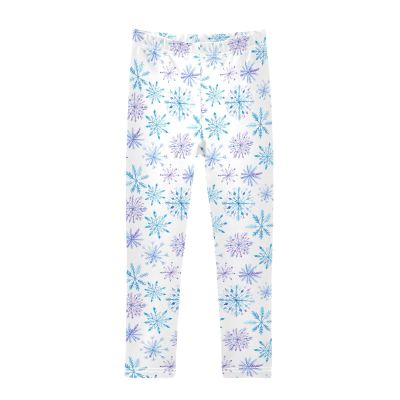 Aflyko Christmas Girls' Leggings Bright Snowflake Purple Blue Kids Athletic Pants Dance Tights Yoga Ballet Running Workout New Year Everyday Wear 5T