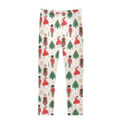 Aflyko Christmas Girls' Leggings Nutcrackers Ballet Xmas Snowflake Kids Workout Pants Dance Tights 4-10T