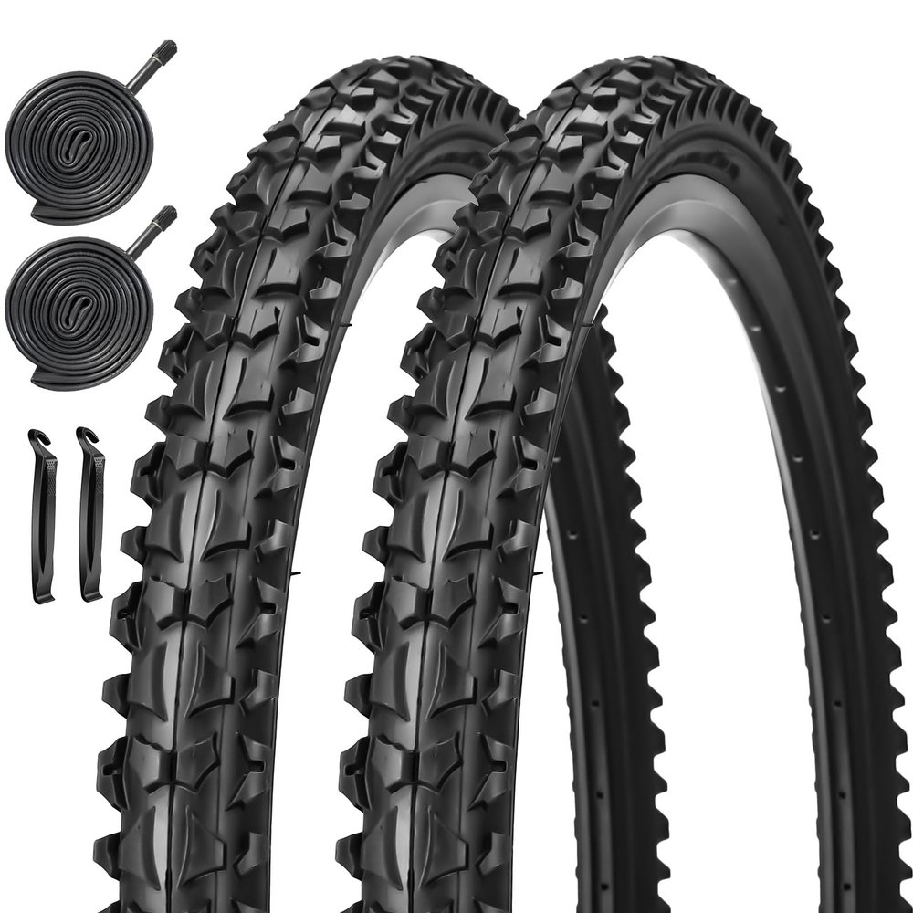 2 Pack 24"/26"x 2.125" Bike Tire Folding MMountain Bike Replacement Bicycle Tire (24"/2 Tires 2 Tubes)