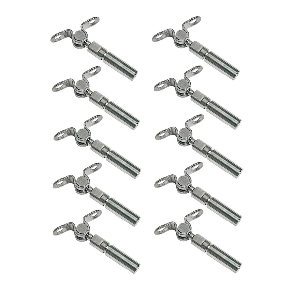 DBMIMPORTERS Marine Boat 3/16" Swageless Cable Wire Railing Deck Toggle,Stainless Steel,10 Pc